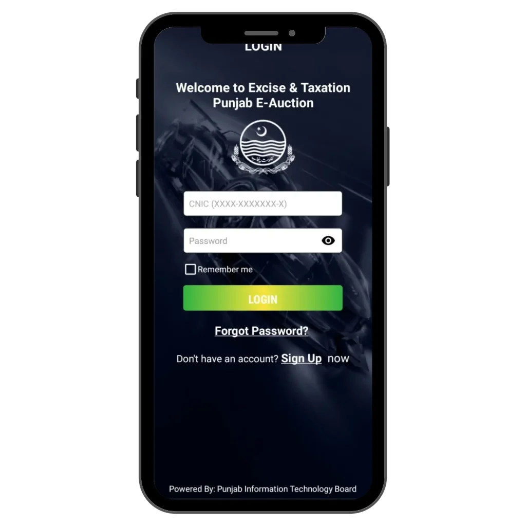 E-auction Punjab mobile App vehicles registration numbers
