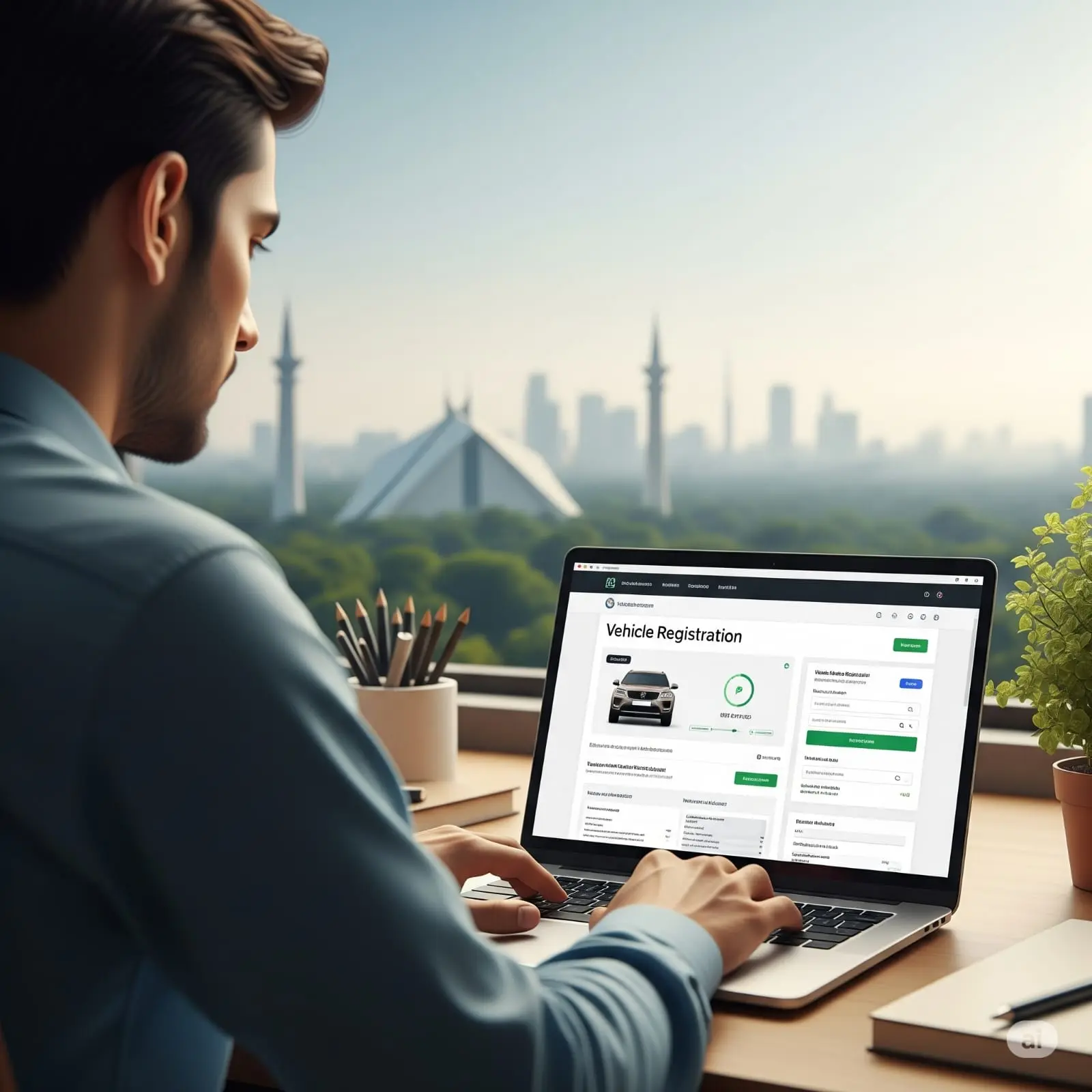 person opens the excise and taxation Islamabad website for verification of the vehicle registration.
